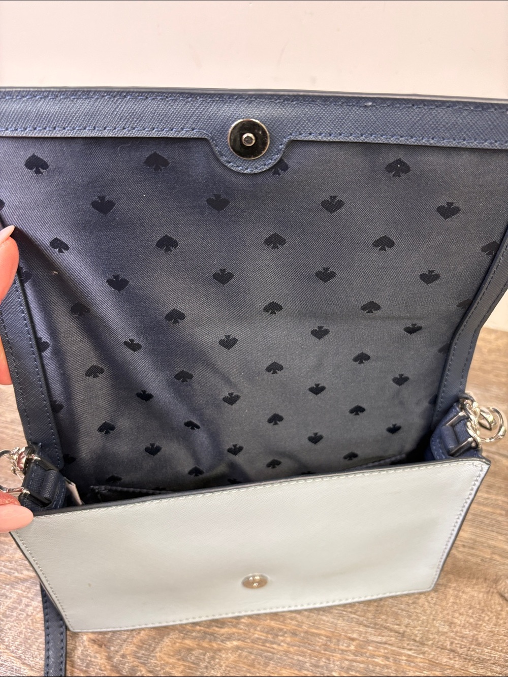 Kate Spade New York Navy Blue Colorblock Chain Crossbody Shoulder Bag - Picture 9 of 15